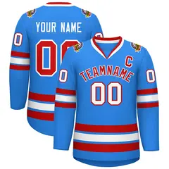 Powder Blue Red-White Classic Hockey Jersey