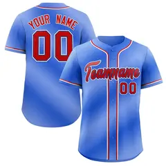 Powder Blue Red-White Gradient Baseball Jersey 1