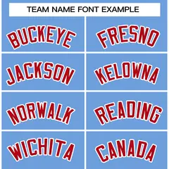 Powder Blue Red-White Raglan Varsity Full-Snap Letterman Jacket 3