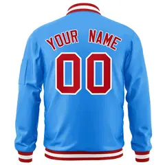 Powder Blue Red-White Varsity Full-Zip Letterman Bomber Jacket 4