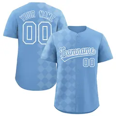 Powder Blue Rhombus Design Authentic Baseball Jersey