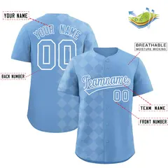 Powder Blue Rhombus Design Authentic Baseball Jersey 2