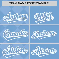 Powder Blue Rhombus Design Authentic Baseball Jersey 3