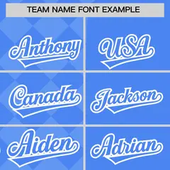 Powder Blue Rhombus Design Authentic Baseball Jersey 3