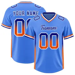 Powder Blue Royal and Orange Gradient Sides Football Jersey 1