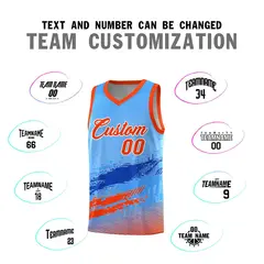 Powder Blue Royal and Orange Graffiti Basketball Jersey 4