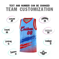 Powder Blue Royal and Red Graffiti Basketball Jersey 4