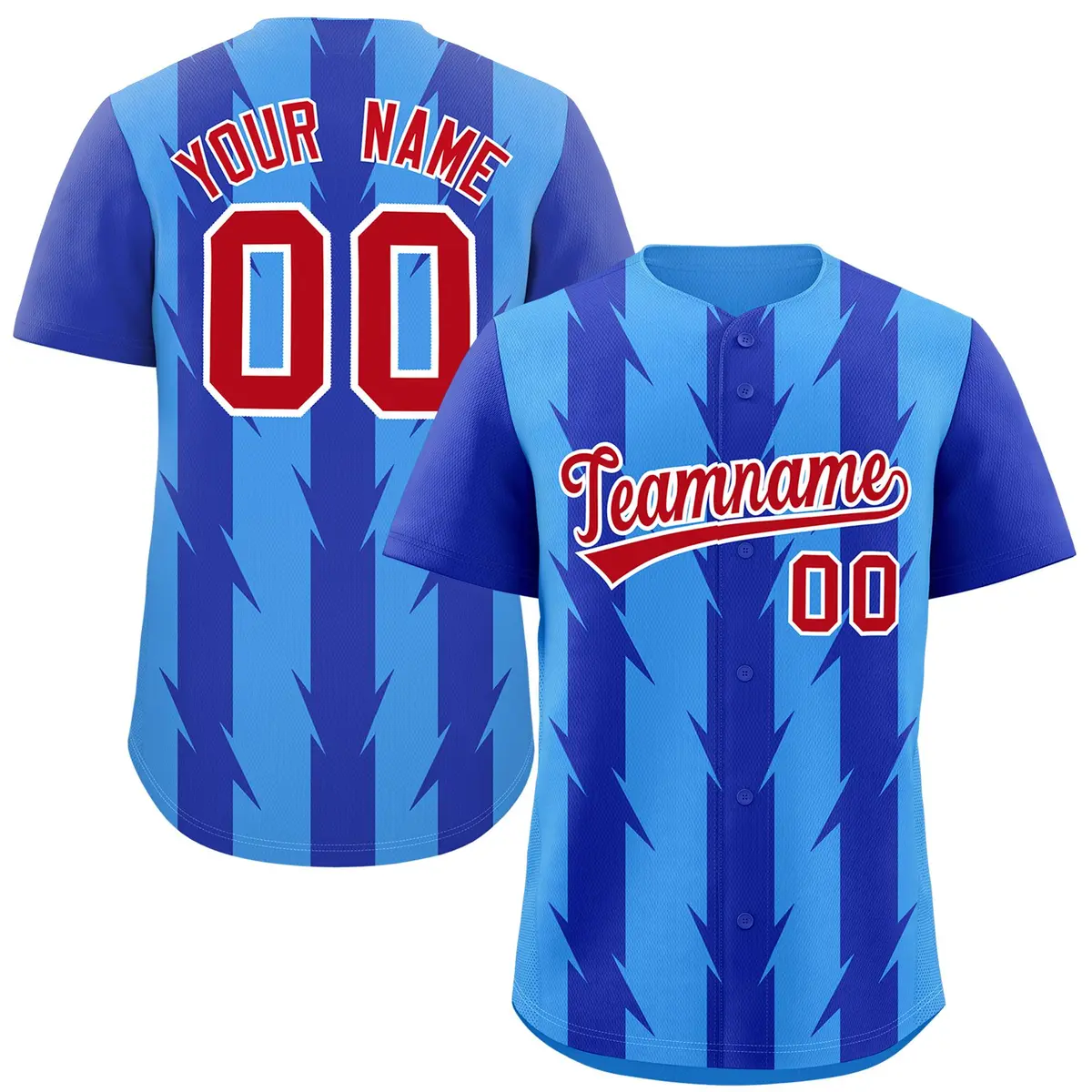 Powder Blue Royal Blade Pattern Raglan Baseball Jersey