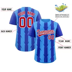 Powder Blue Royal Blade Pattern Raglan Baseball Jersey 2