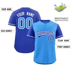 Powder Blue Royal Color Block Raglan Sleeves Baseball Jersey 2