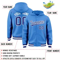 Powder Blue Royal Color Block Varsity Letterman Jacket Hoodie 4