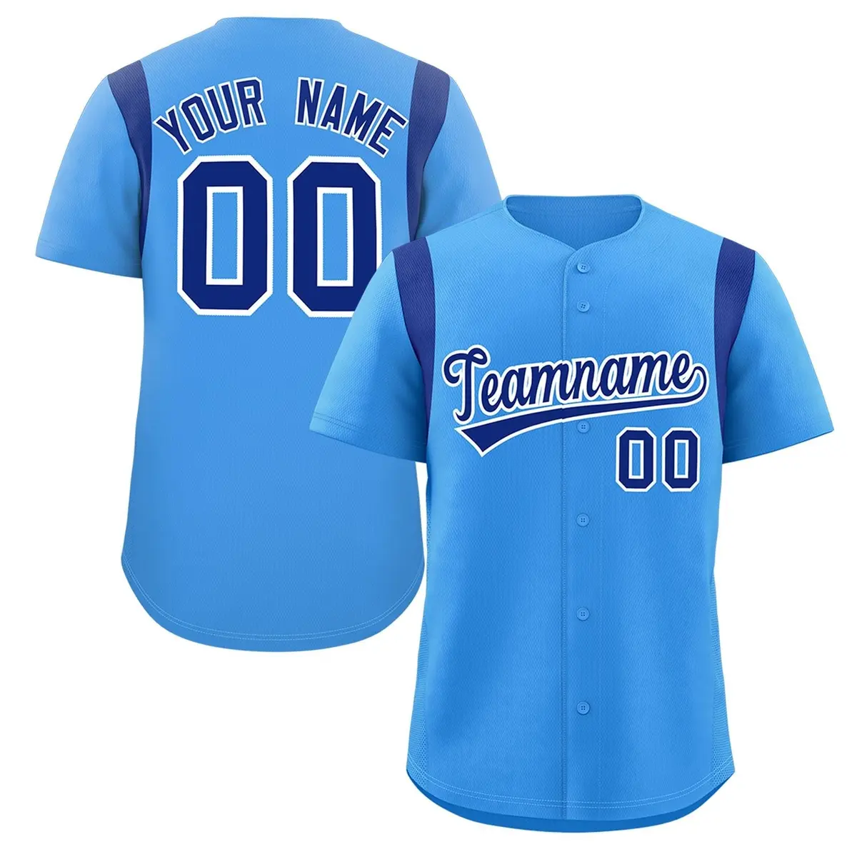 Powder Blue Royal Full Button Classic Baseball Jersey