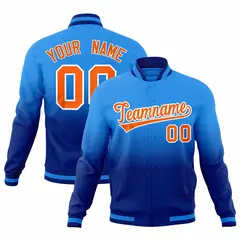 Powder Blue Royal Gradient Full-Snap Varsity Letterman Jacket