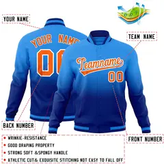 Powder Blue Royal Gradient Full-Snap Varsity Letterman Jacket 2