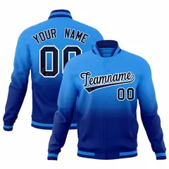 Powder Blue Royal Gradient Full-Snap Varsity Letterman Jacket