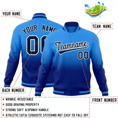 Powder Blue Royal Gradient Full-Snap Varsity Letterman Jacket 2
