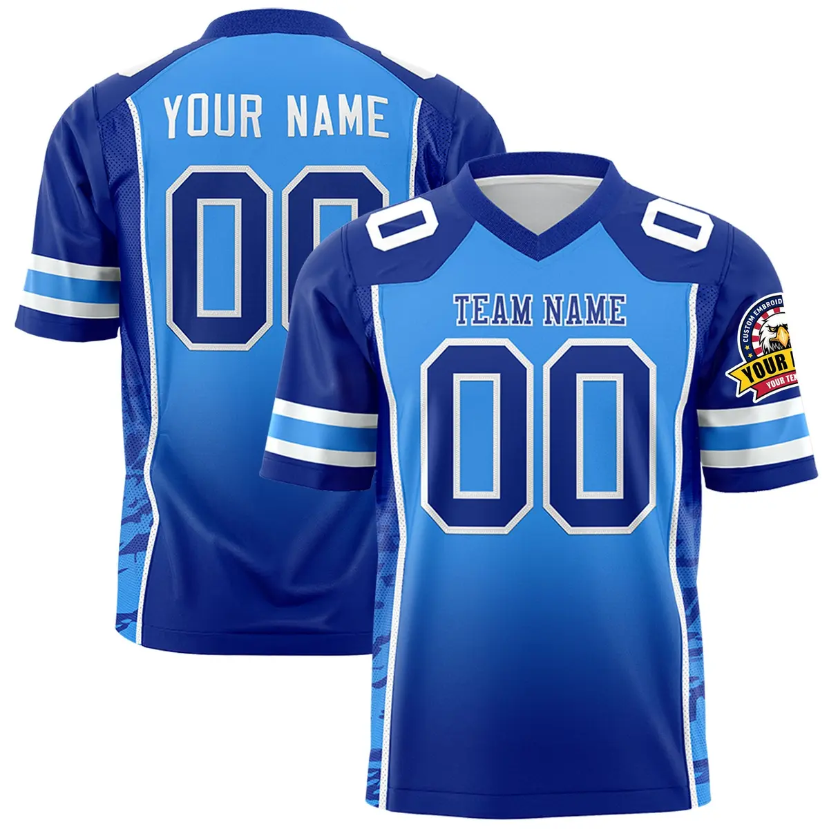Powder Blue Royal Gradient Side Pattern Football Jersey