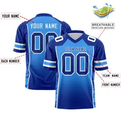 Powder Blue Royal Gradient Side Pattern Football Jersey 2