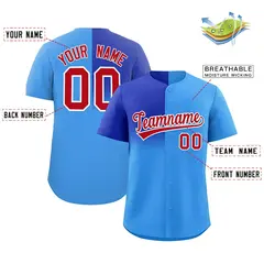 Powder Blue Royal Half Gradient Authentic Baseball Jersey 2