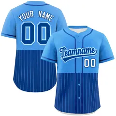 Powder Blue Royal Half Stripe Authentic Baseball Jersey 1