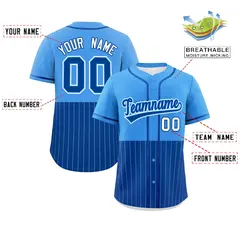 Powder Blue Royal Half Stripe Authentic Baseball Jersey 2