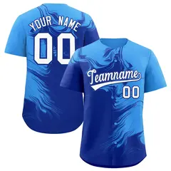 Powder Blue Royal Ink Pattern Authentic Baseball Jersey 1