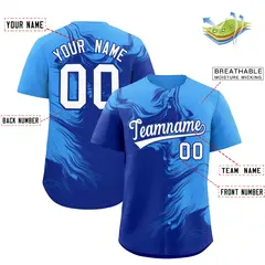 Powder Blue Royal Ink Pattern Authentic Baseball Jersey 2