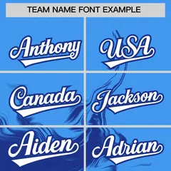 Powder Blue Royal Ink Pattern Authentic Baseball Jersey 3