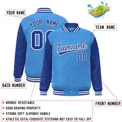 Powder Blue Royal L Pattern Varsity Raglan Letterman Jacket 2