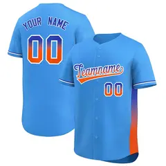 Powder Blue Royal-Orange Gradient Side Baseball Jersey 1