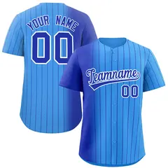 Powder Blue Royal Pinstripe Gradient Baseball Jersey 1