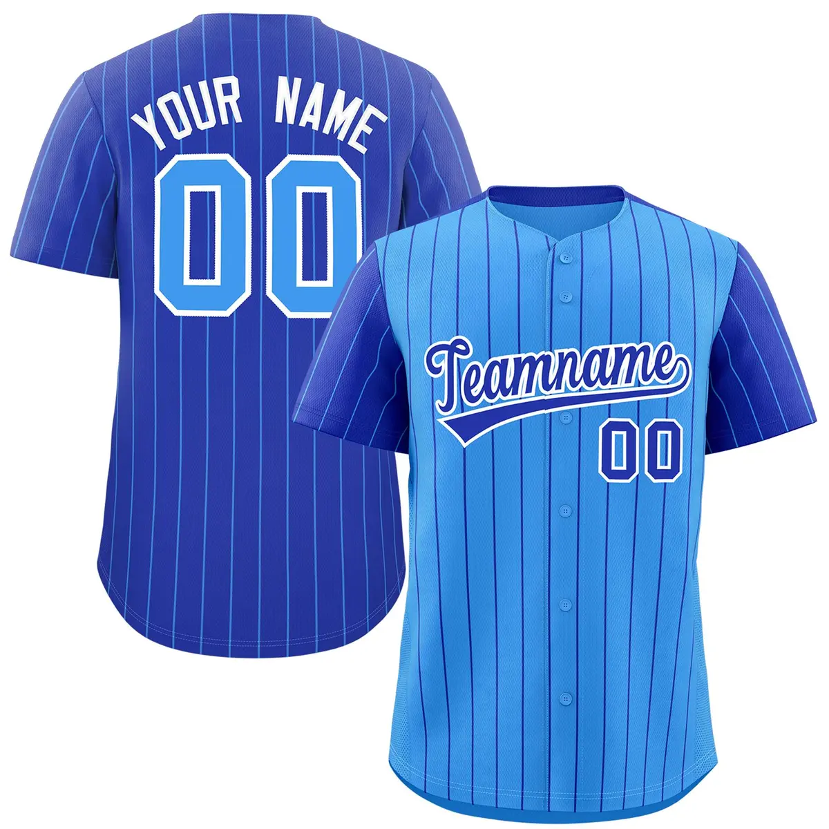 Powder Blue Royal Pinstripe Raglan Sleeves Baseball Jersey
