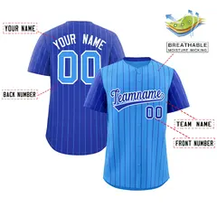 Powder Blue Royal Pinstripe Raglan Sleeves Baseball Jersey 2