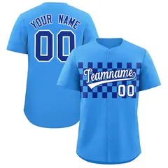Powder Blue Royal Plaid Fashion Authentic Baseball Jersey