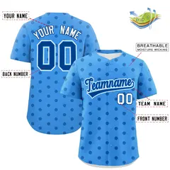 Powder Blue Royal Polka Dot Graffiti Baseball Jersey 2