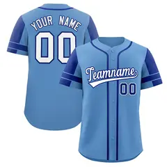 Powder Blue Royal Raglan Sleeves Authentic Baseball Jersey 1