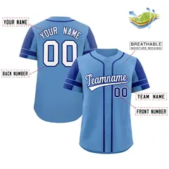 Powder Blue Royal Raglan Sleeves Authentic Baseball Jersey 2