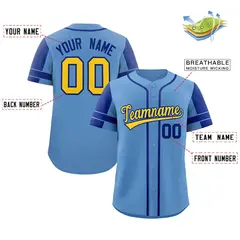 Powder Blue Royal Raglan Sleeves Authentic Baseball Jersey 2