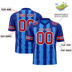 Powder Blue Royal Razr Stripe Graffiti Flag Football Jersey 2