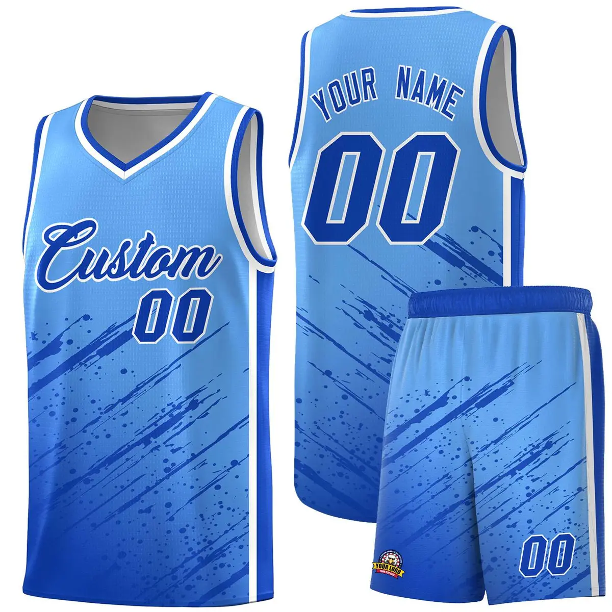 Powder Blue Royal Splash Basketball Uniforms for Training