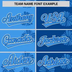 Powder Blue Royal Split Flower Graffiti Baseball Jersey 3