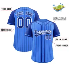 Powder Blue Royal Stripe Raglan Baseball Jersey 2