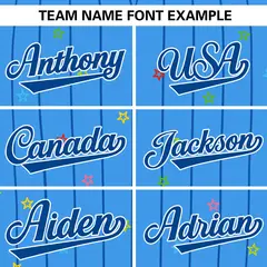 Powder Blue Royal Stripe Star Pattern Baseball Jersey 3