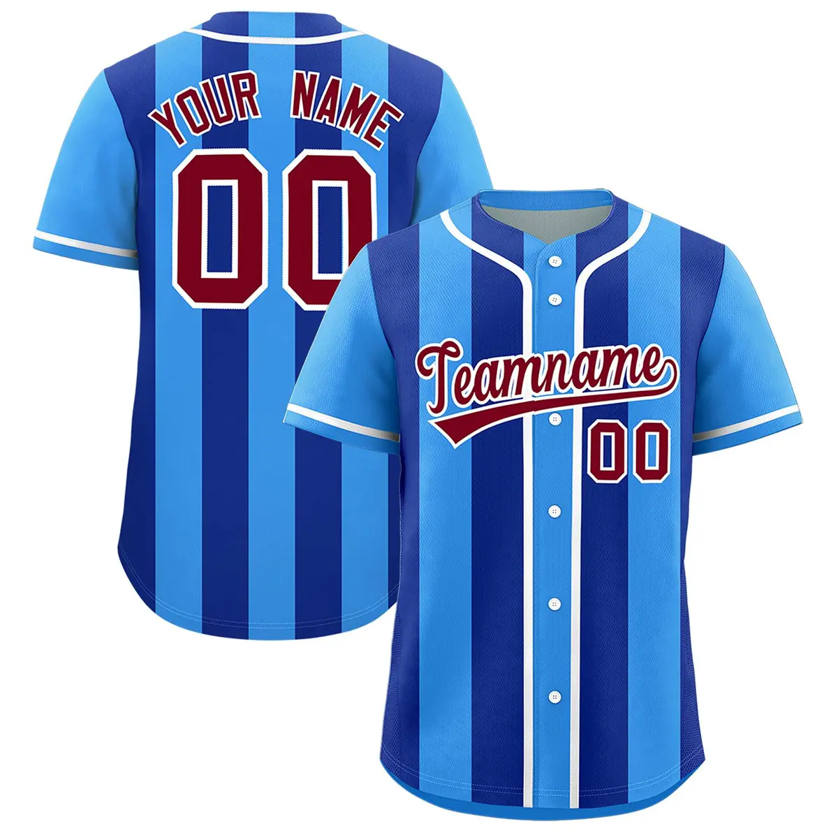 Powder Blue Royal Thick Stripe Authentic Baseball Jersey