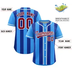 Powder Blue Royal Thick Stripe Authentic Baseball Jersey 2