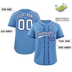Powder Blue Royal Thorns Ribbed Baseball Jersey 2