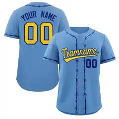 Powder Blue Royal Thorns Ribbed Baseball Jersey 1