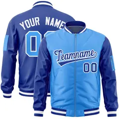 Powder Blue Royal Two-Tone Varsity Letterman Bomber Jacket 1