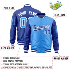 Powder Blue Royal Two-Tone Varsity Letterman Bomber Jacket 2