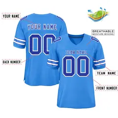 Powder Blue Royal-White Classic Style Football Jersey 2